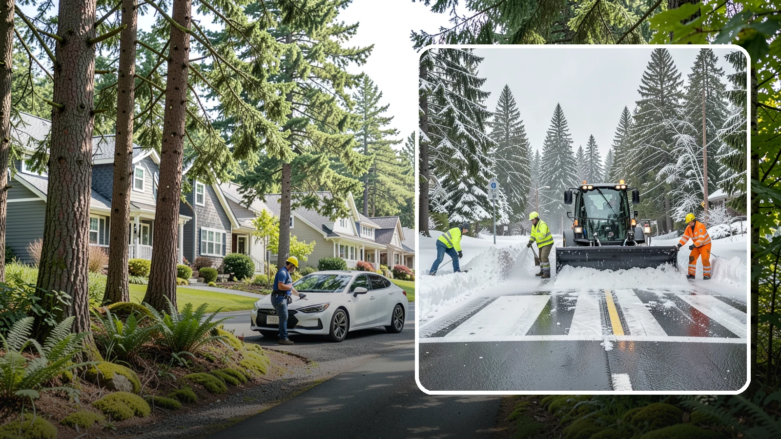 Crosswalk Clearing in Normandy Park, King County, WA - Clearing of crosswalks and pedestrian crossings so foot traffic can cross safely where plow berms tend to pile up.