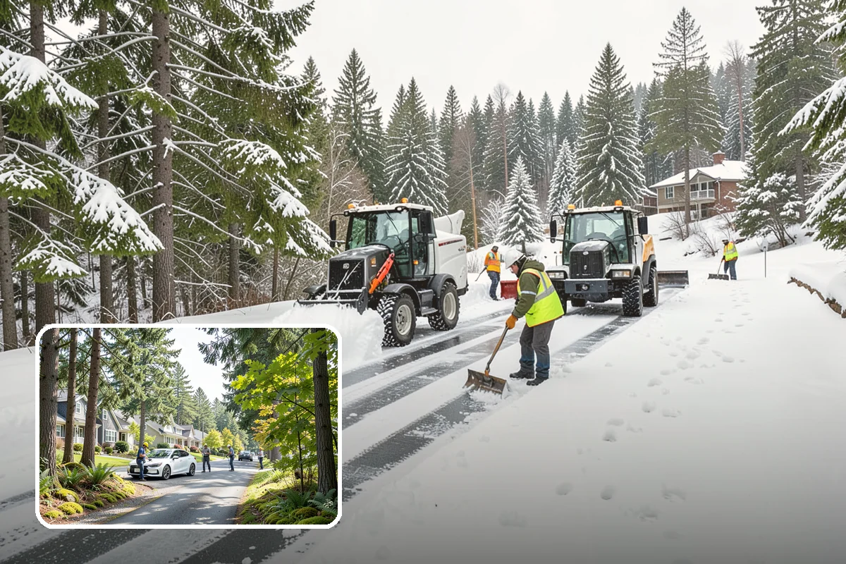 Crosswalk Clearing in Normandy Park, King County, WA - Removes both fallen snow and the plow berm at the curbs
