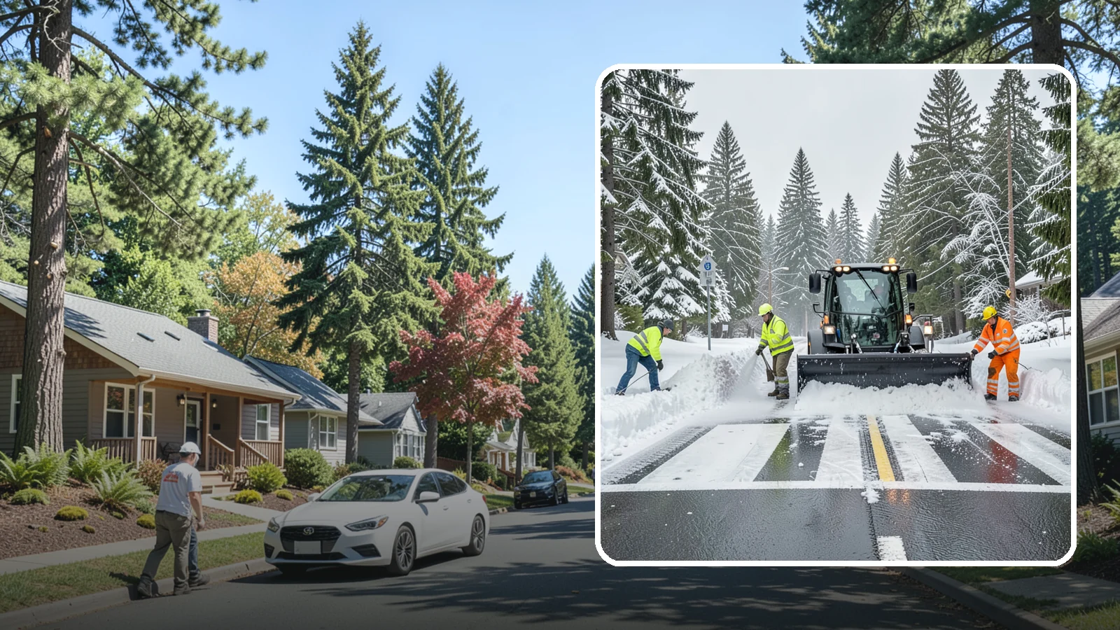Crosswalk Clearing in Orting, Pierce County, WA - Clearing of crosswalks and pedestrian crossings so foot traffic can cross safely where plow berms tend to pile up.