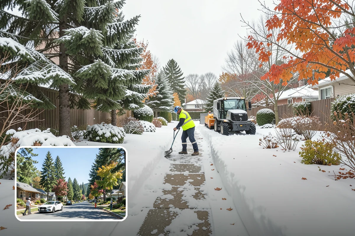 Crosswalk Clearing in Orting, Pierce County, WA - Removes both fallen snow and the plow berm at the curbs