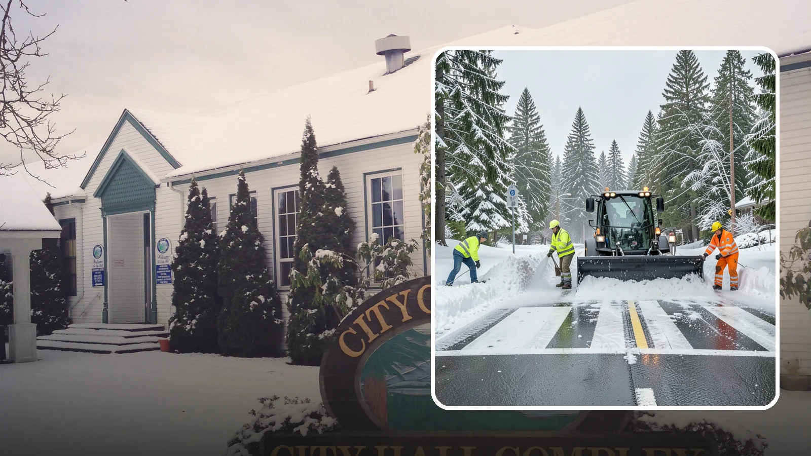 Crosswalk Clearing in Pacific, King County, WA - Clearing of crosswalks and pedestrian crossings so foot traffic can cross safely where plow berms tend to pile up.