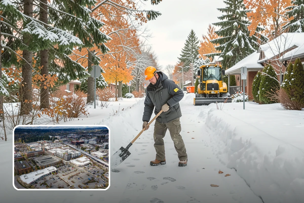Crosswalk Clearing in Redmond, King County, WA - Removes both fallen snow and the plow berm at the curbs