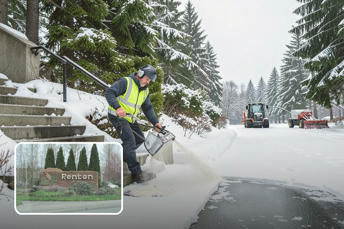 Crosswalk Clearing in Renton, King County, WA - Removes both fallen snow and the plow berm at the curbs