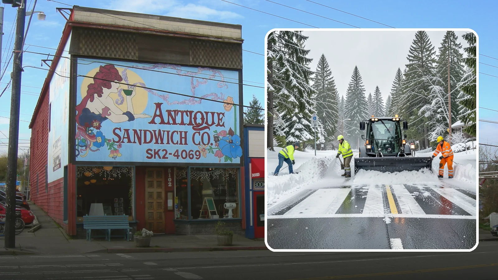 Crosswalk Clearing in Ruston, Pierce County, WA - Clearing of crosswalks and pedestrian crossings so foot traffic can cross safely where plow berms tend to pile up.