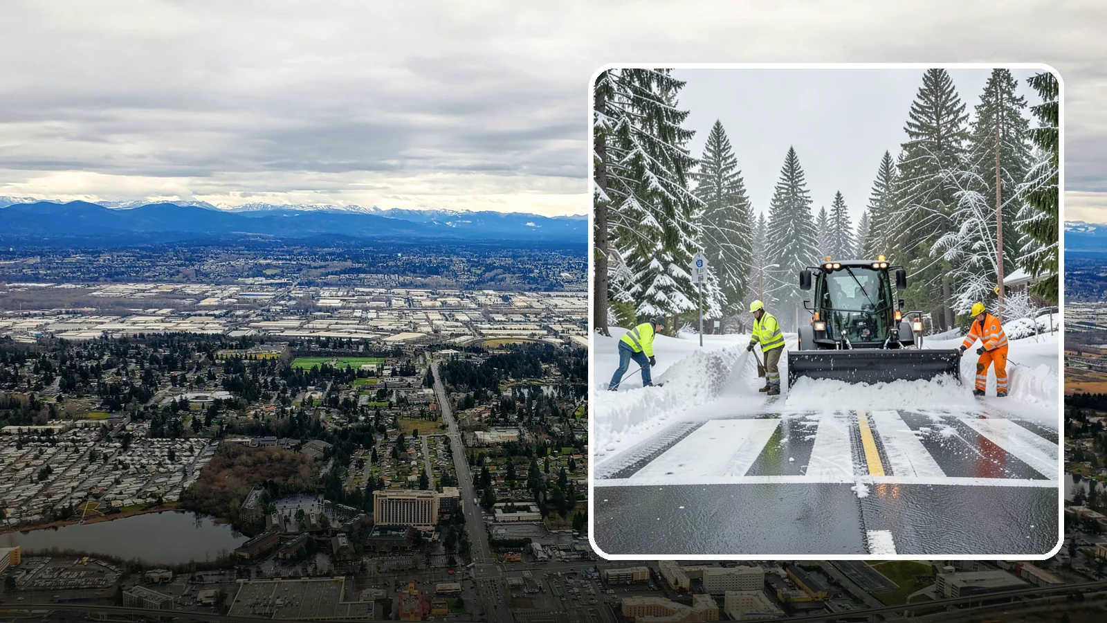 Crosswalk Clearing in SeaTac, King County, WA - Clearing of crosswalks and pedestrian crossings so foot traffic can cross safely where plow berms tend to pile up.