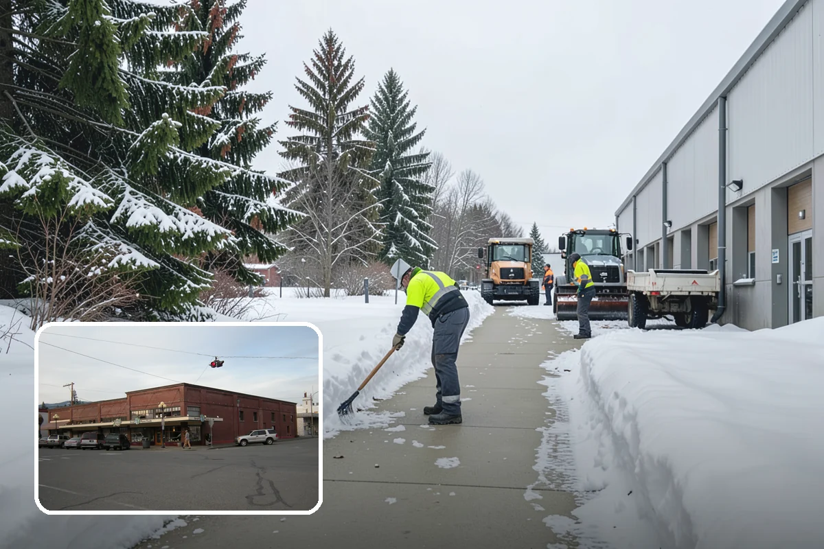 Crosswalk Clearing in Sedro-Woolley, Skagit County, WA - Removes both fallen snow and the plow berm at the curbs