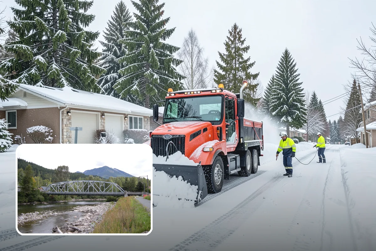 Crosswalk Clearing in Skykomish, King County, WA - Removes both fallen snow and the plow berm at the curbs
