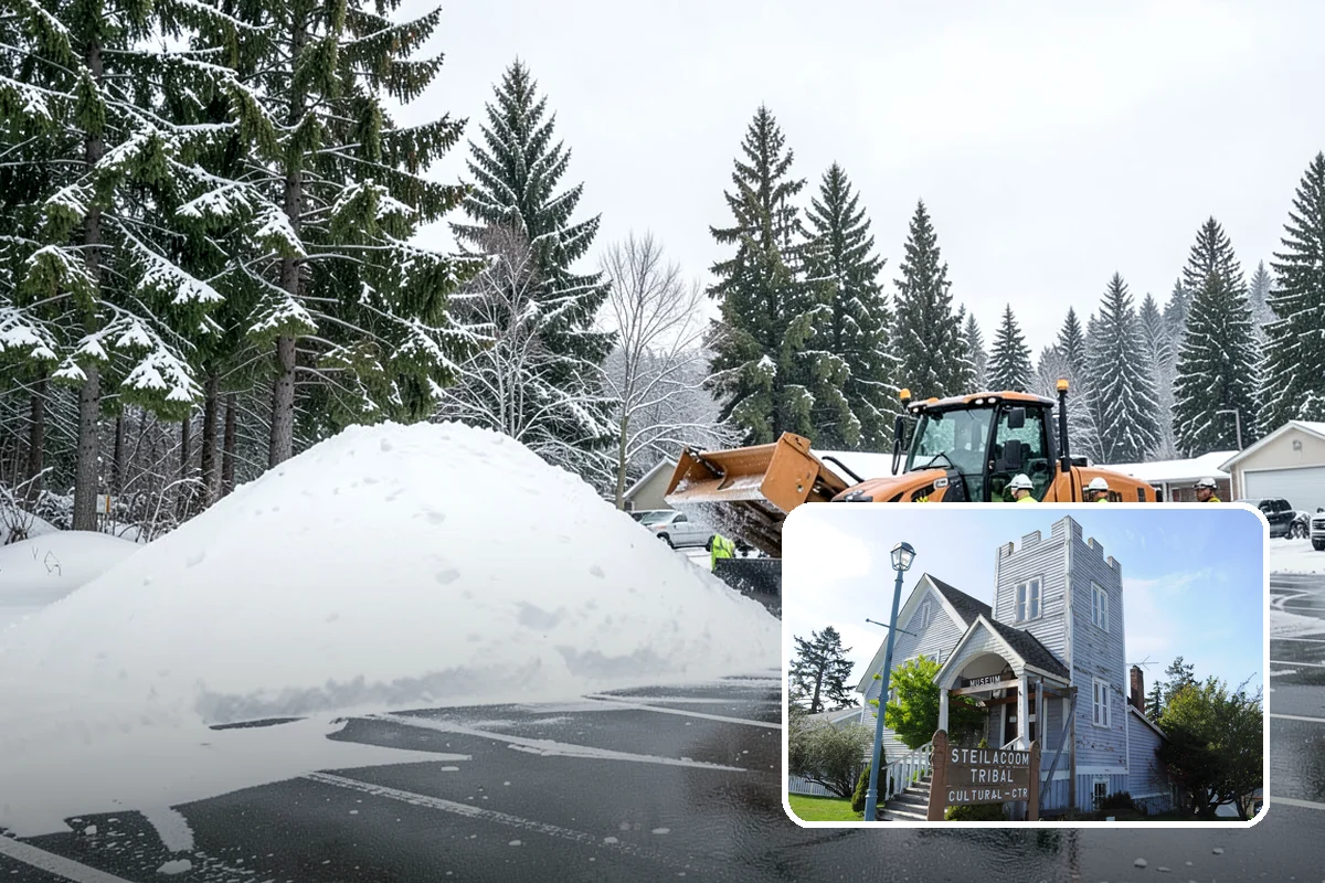 Crosswalk Clearing in Steilacoom, Pierce County, WA - Removes both fallen snow and the plow berm at the curbs