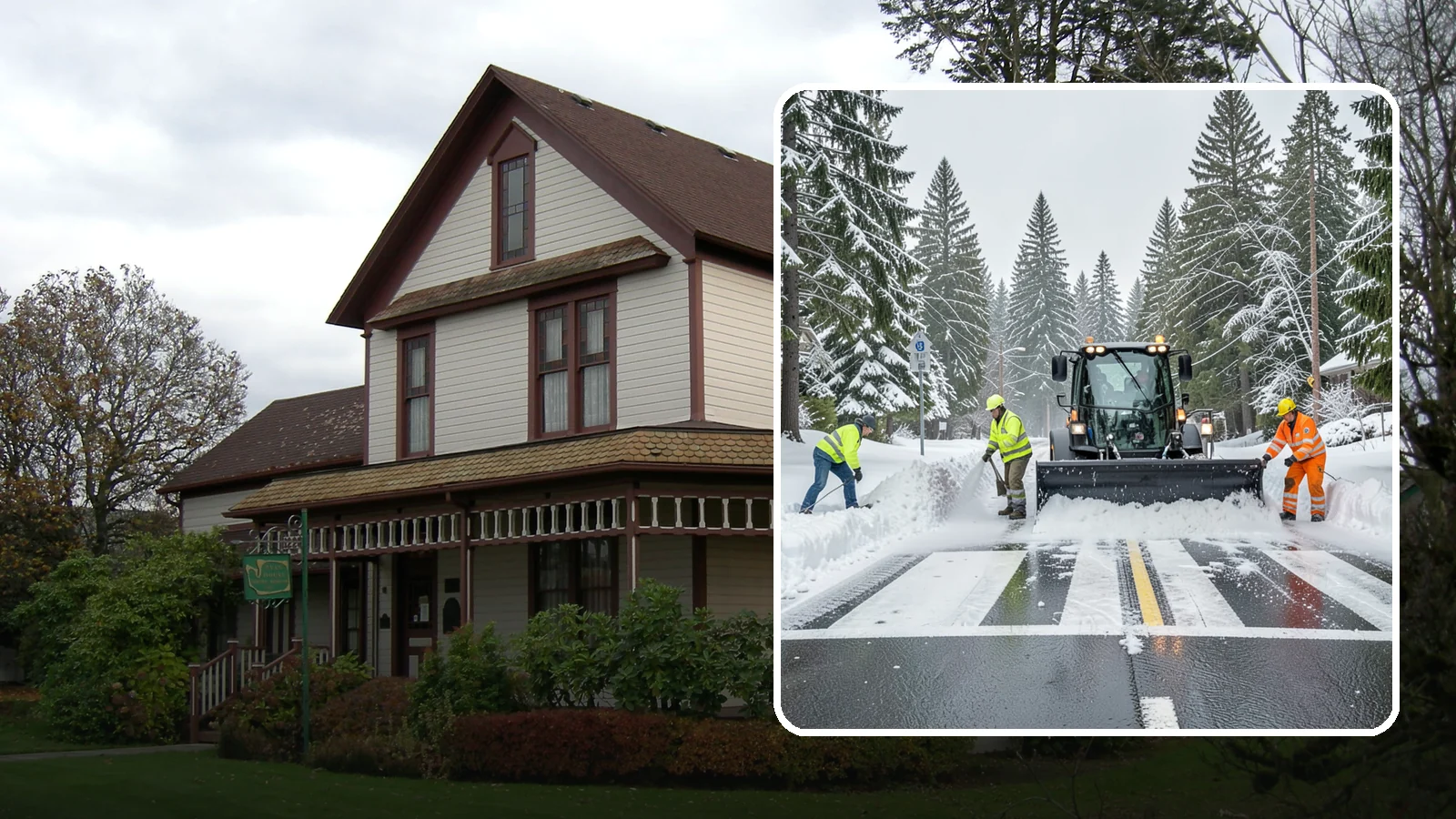 Crosswalk Clearing in Sumner, Pierce County, WA - Clearing of crosswalks and pedestrian crossings so foot traffic can cross safely where plow berms tend to pile up.