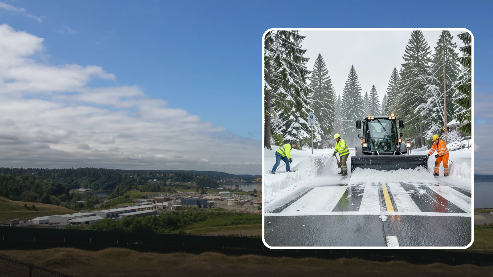 Crosswalk Clearing in University Place, Pierce County, WA - Clearing of crosswalks and pedestrian crossings so foot traffic can cross safely where plow berms tend to pile up.