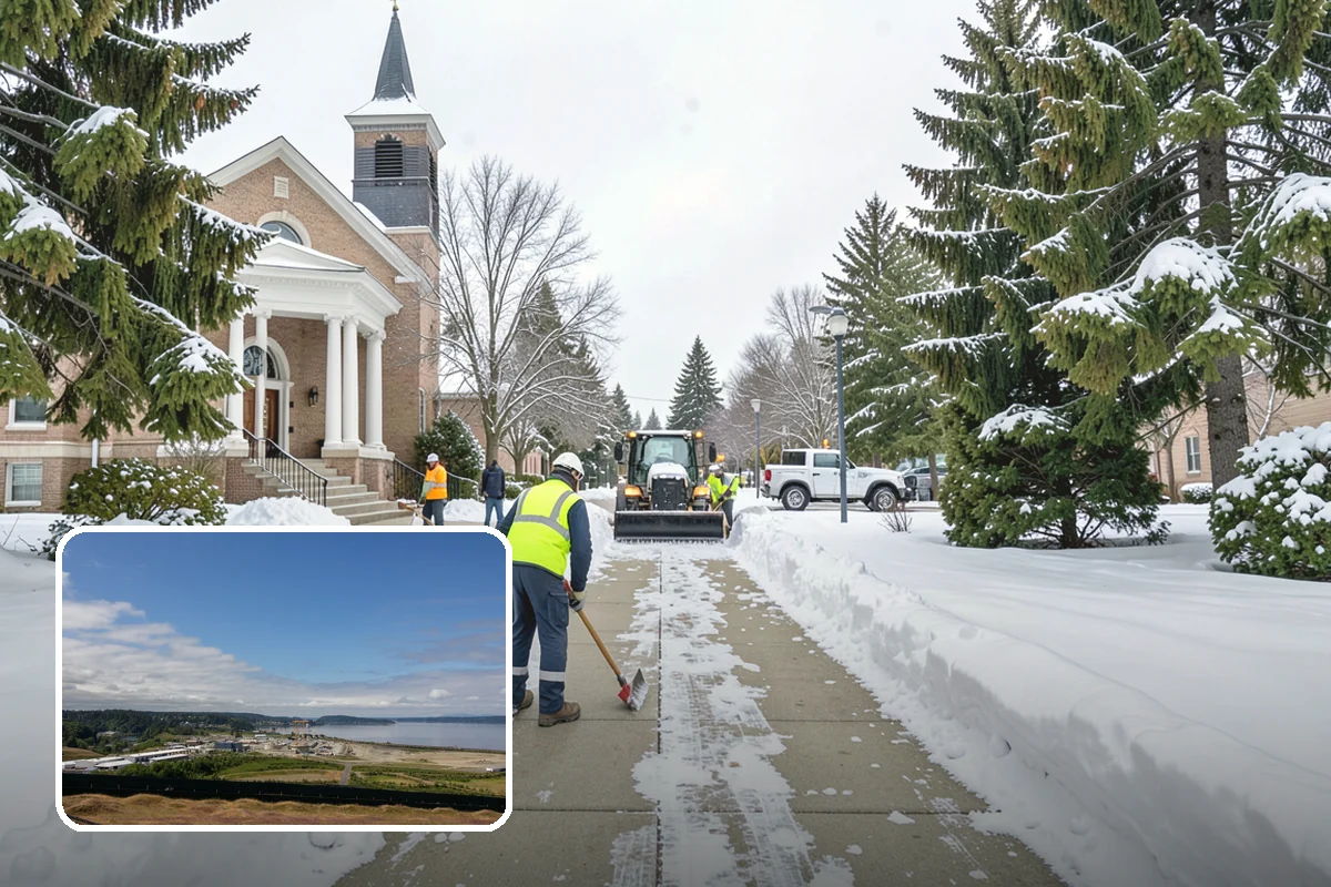 Crosswalk Clearing in University Place, Pierce County, WA - Removes both fallen snow and the plow berm at the curbs