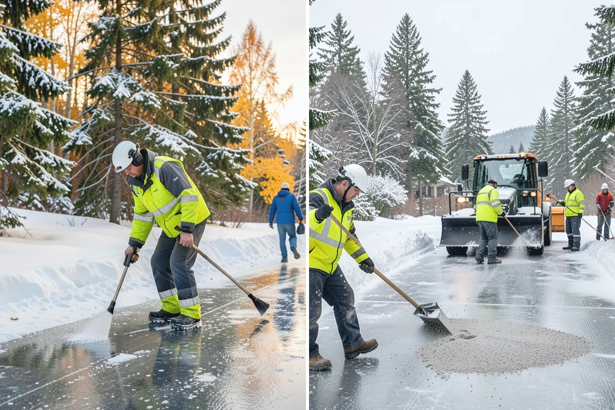 Cul-de-Sac Snow Removal in Auburn, King County, WA - Plow the circular bulb and connecting street width