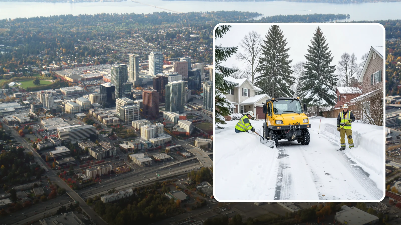 Cul-de-Sac Snow Removal in Bellevue, King County, WA - Plowing of cul-de-sacs and turnarounds that city crews often skip, keeping neighborhood traffic moving.