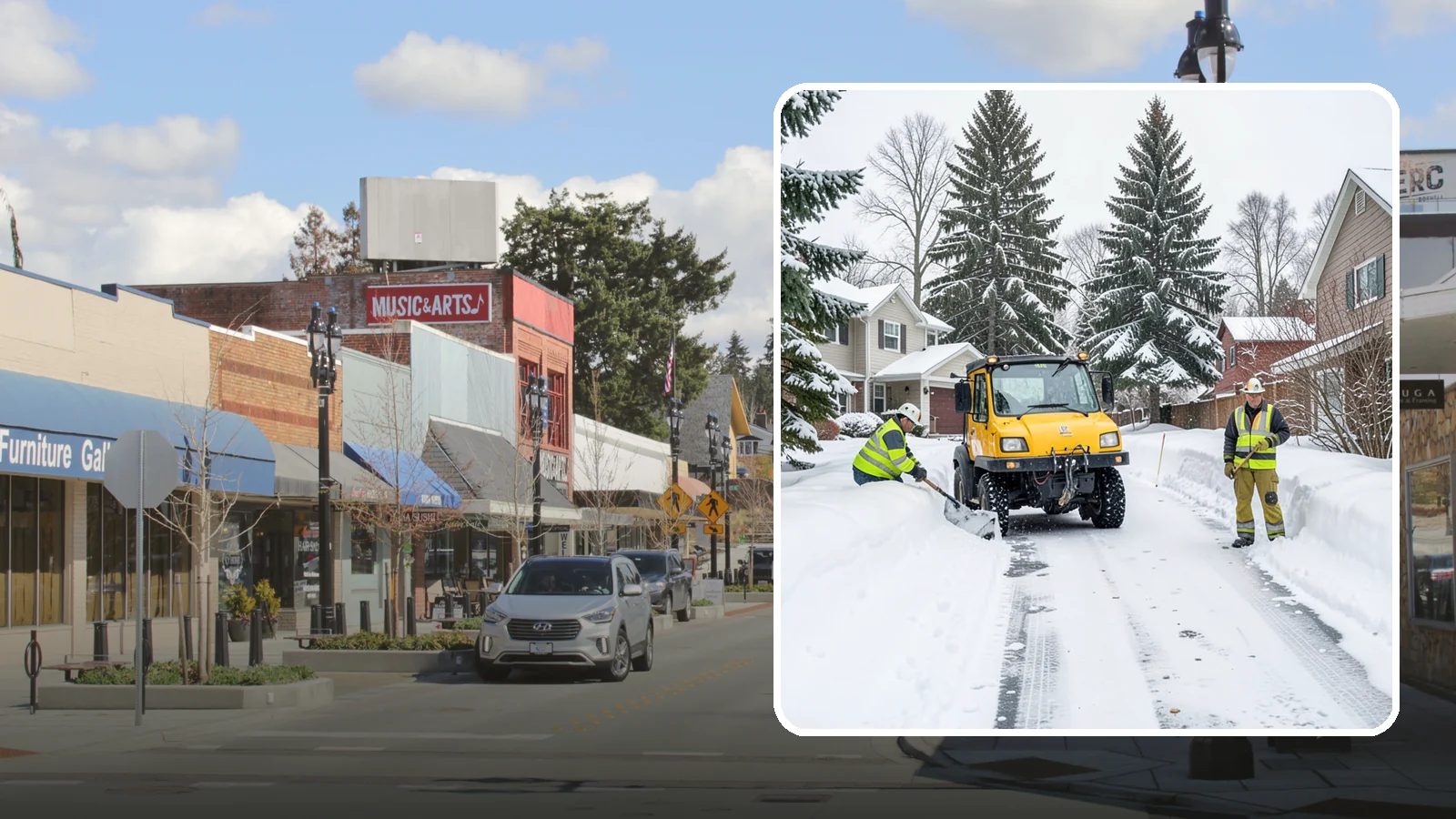 Cul-de-Sac Snow Removal in Bothell, King County, WA - Plowing of cul-de-sacs and turnarounds that city crews often skip, keeping neighborhood traffic moving.