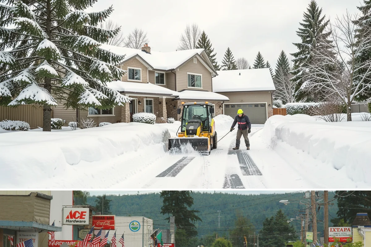 Cul-de-Sac Snow Removal in Carnation, King County, WA - Arrange neighborhood or HOA cul-de-sac coverage before the arctic outflow events that hit the lowlands in midwinter.