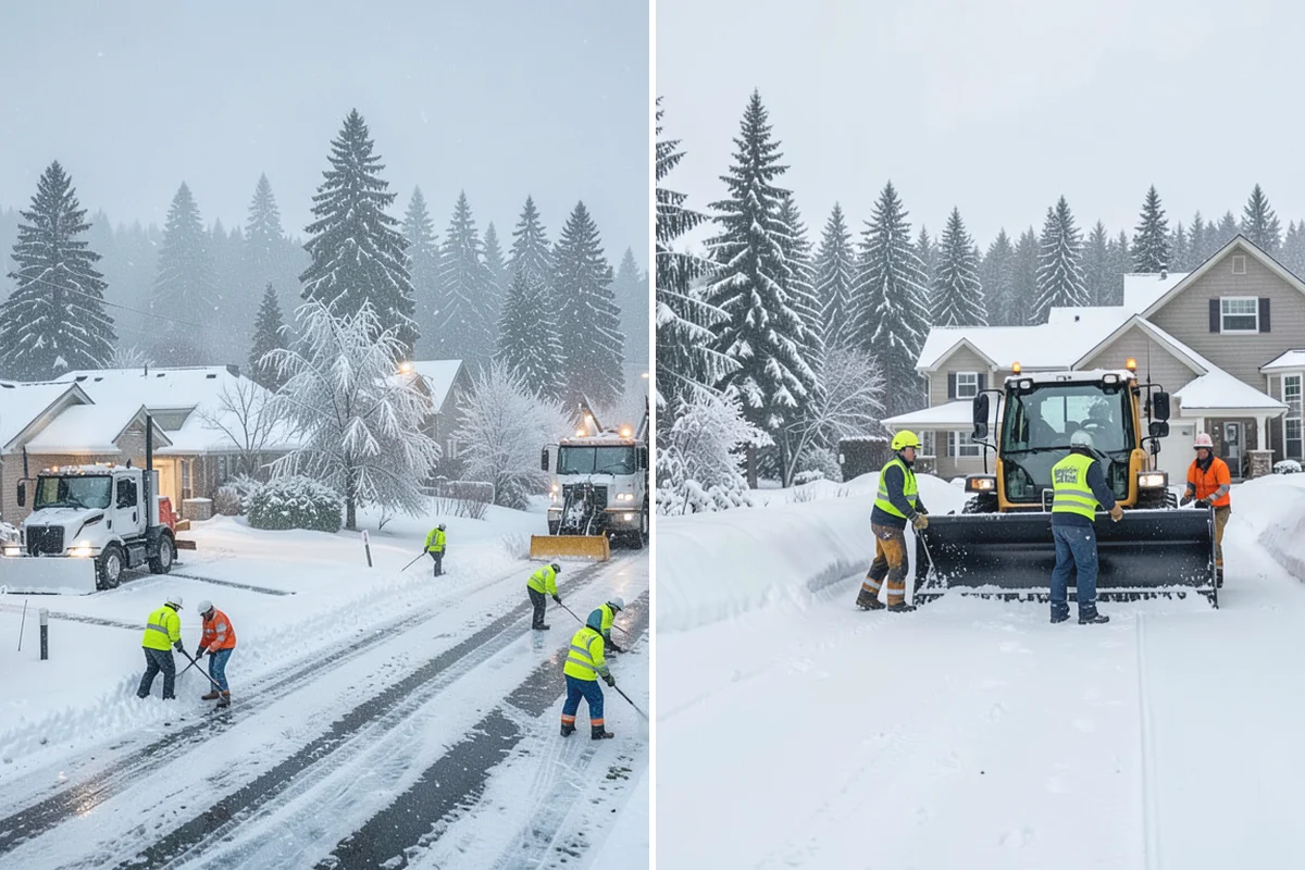 Cul-de-Sac Snow Removal in Darrington, Snohomish County, WA - Plow the circular bulb and connecting street width