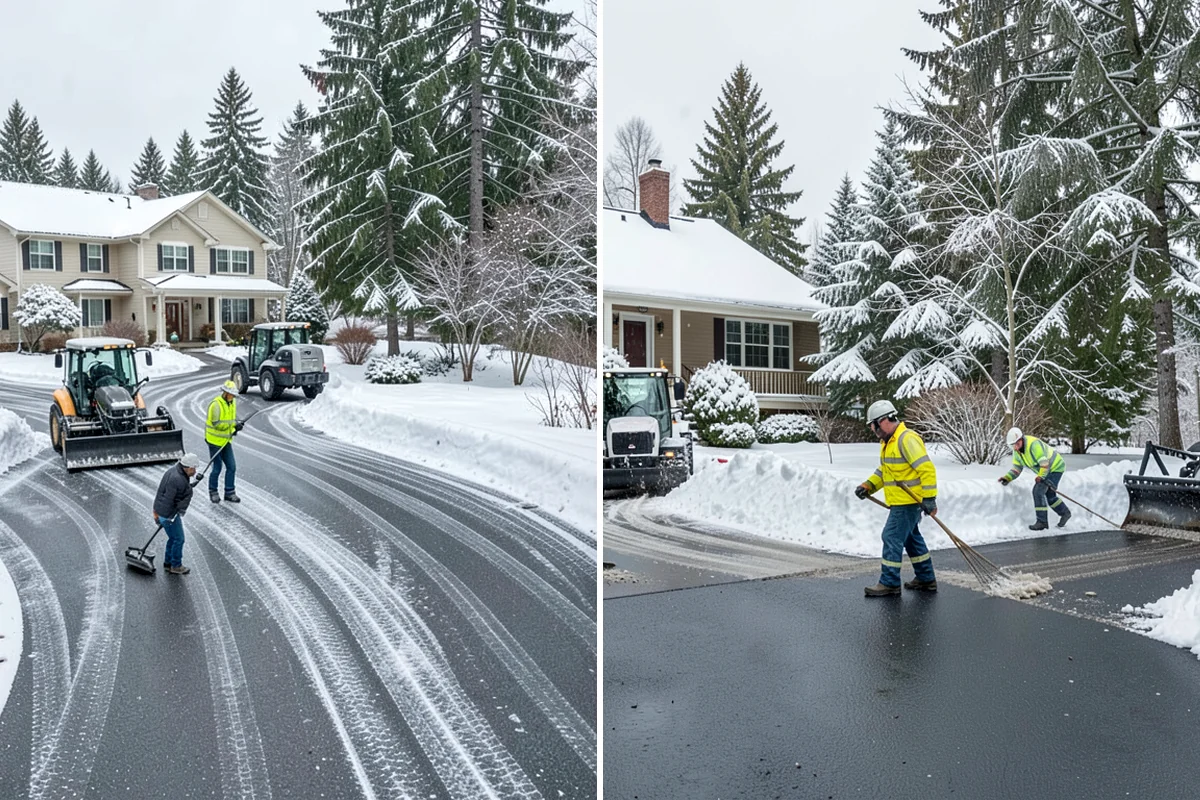 Cul-de-Sac Snow Removal in Enumclaw, King County, WA - Plow the circular bulb and connecting street width