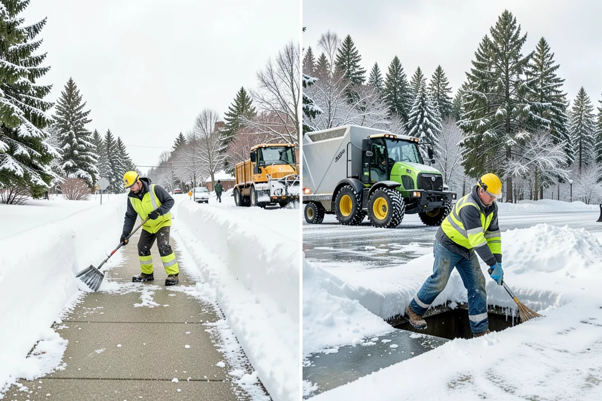 Cul-de-Sac Snow Removal in Federal Way, King County, WA - Plow the circular bulb and connecting street width