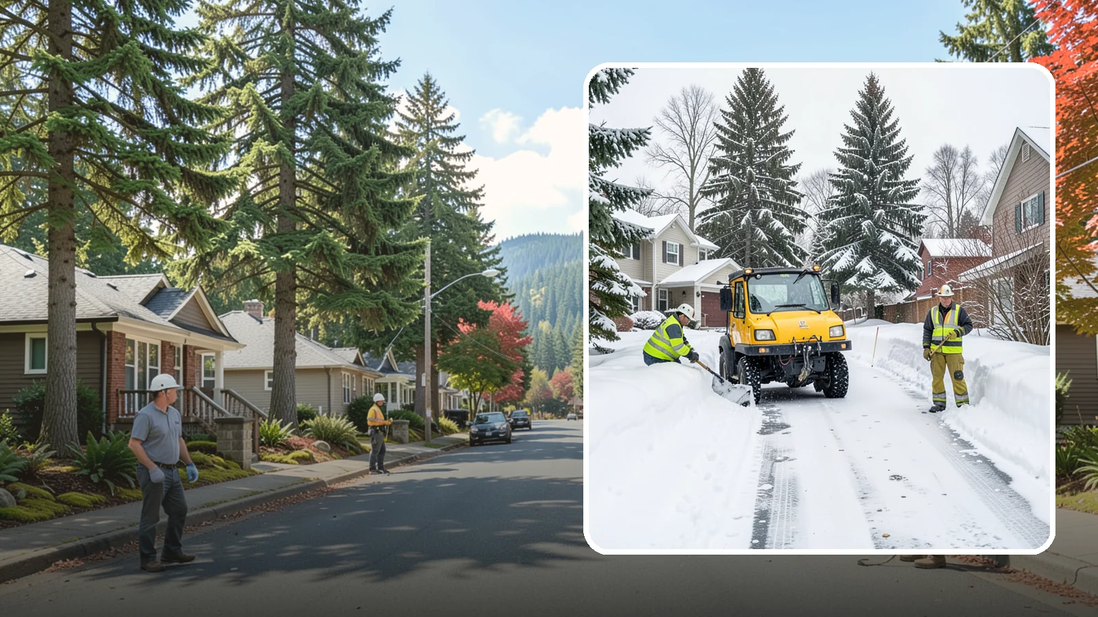 Cul-de-Sac Snow Removal in Hunts Point, King County, WA - Plowing of cul-de-sacs and turnarounds that city crews often skip, keeping neighborhood traffic moving.