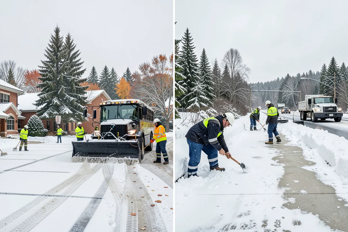 Cul-de-Sac Snow Removal in Hunts Point, King County, WA - Plow the circular bulb and connecting street width