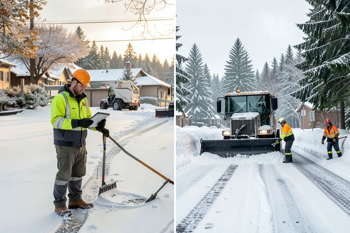 Cul-de-Sac Snow Removal in Kenmore, King County, WA - Plow the circular bulb and connecting street width