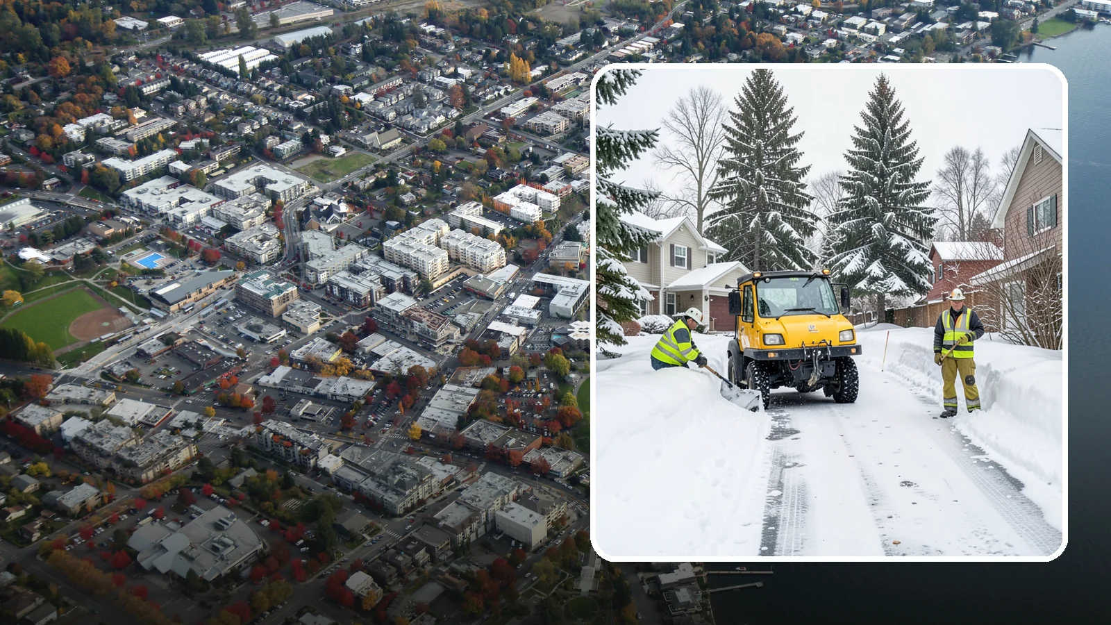 Cul-de-Sac Snow Removal in Kirkland, King County, WA - Plowing of cul-de-sacs and turnarounds that city crews often skip, keeping neighborhood traffic moving.