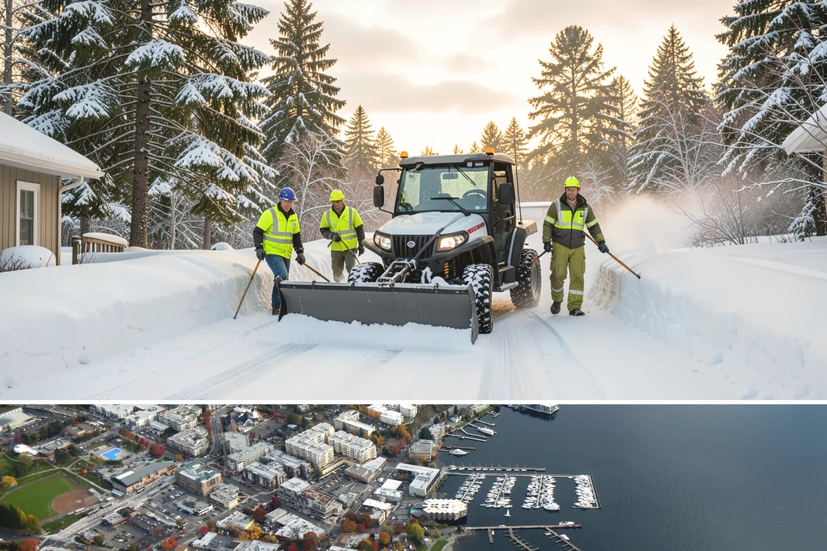 Cul-de-Sac Snow Removal in Kirkland, King County, WA - Arrange neighborhood or HOA cul-de-sac coverage before the arctic outflow events that hit the lowlands in midwinter.