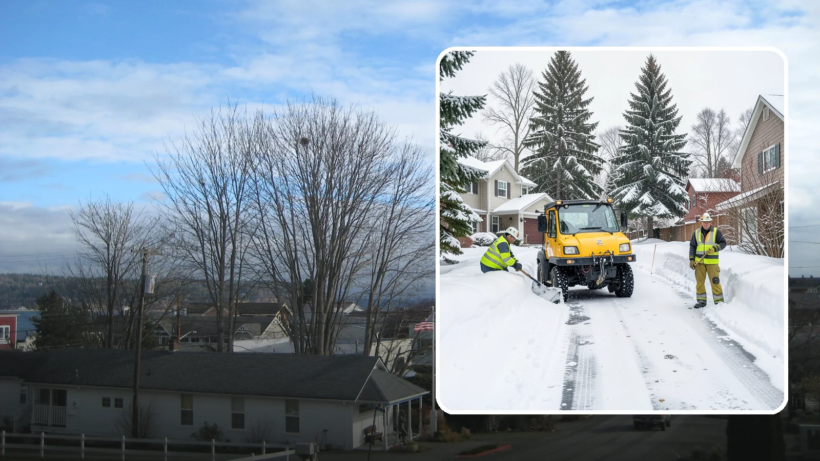 Cul-de-Sac Snow Removal in Langley, Island County, WA - Plowing of cul-de-sacs and turnarounds that city crews often skip, keeping neighborhood traffic moving.