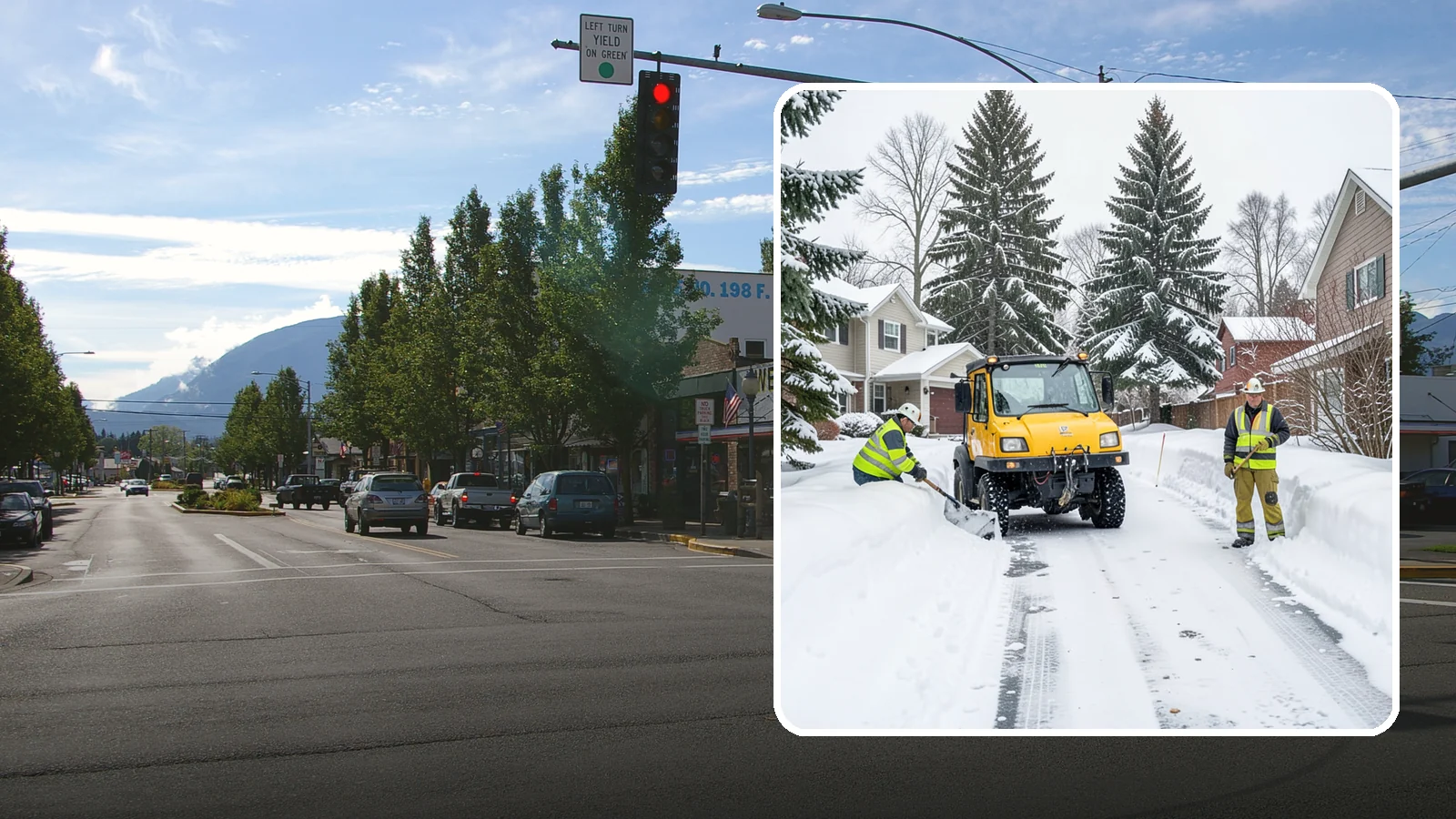 Cul-de-Sac Snow Removal in North Bend, King County, WA - Plowing of cul-de-sacs and turnarounds that city crews often skip, keeping neighborhood traffic moving.