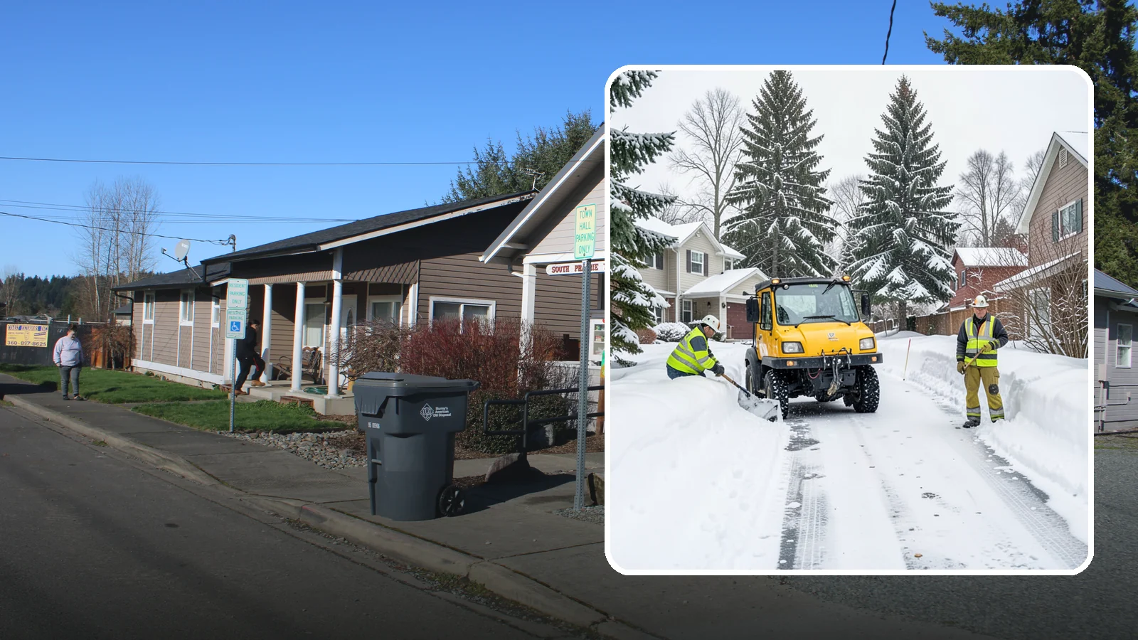 Cul-de-Sac Snow Removal in South Prairie, Pierce County, WA - Plowing of cul-de-sacs and turnarounds that city crews often skip, keeping neighborhood traffic moving.