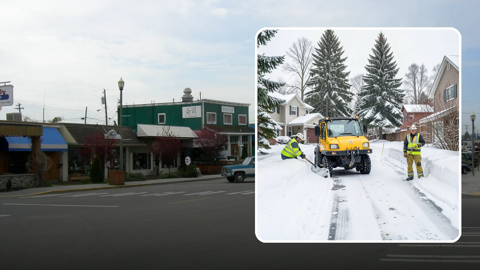 Cul-de-Sac Snow Removal in Stanwood, Snohomish County, WA - Plowing of cul-de-sacs and turnarounds that city crews often skip, keeping neighborhood traffic moving.