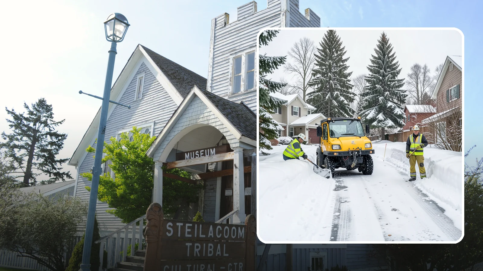 Cul-de-Sac Snow Removal in Steilacoom, Pierce County, WA - Plowing of cul-de-sacs and turnarounds that city crews often skip, keeping neighborhood traffic moving.