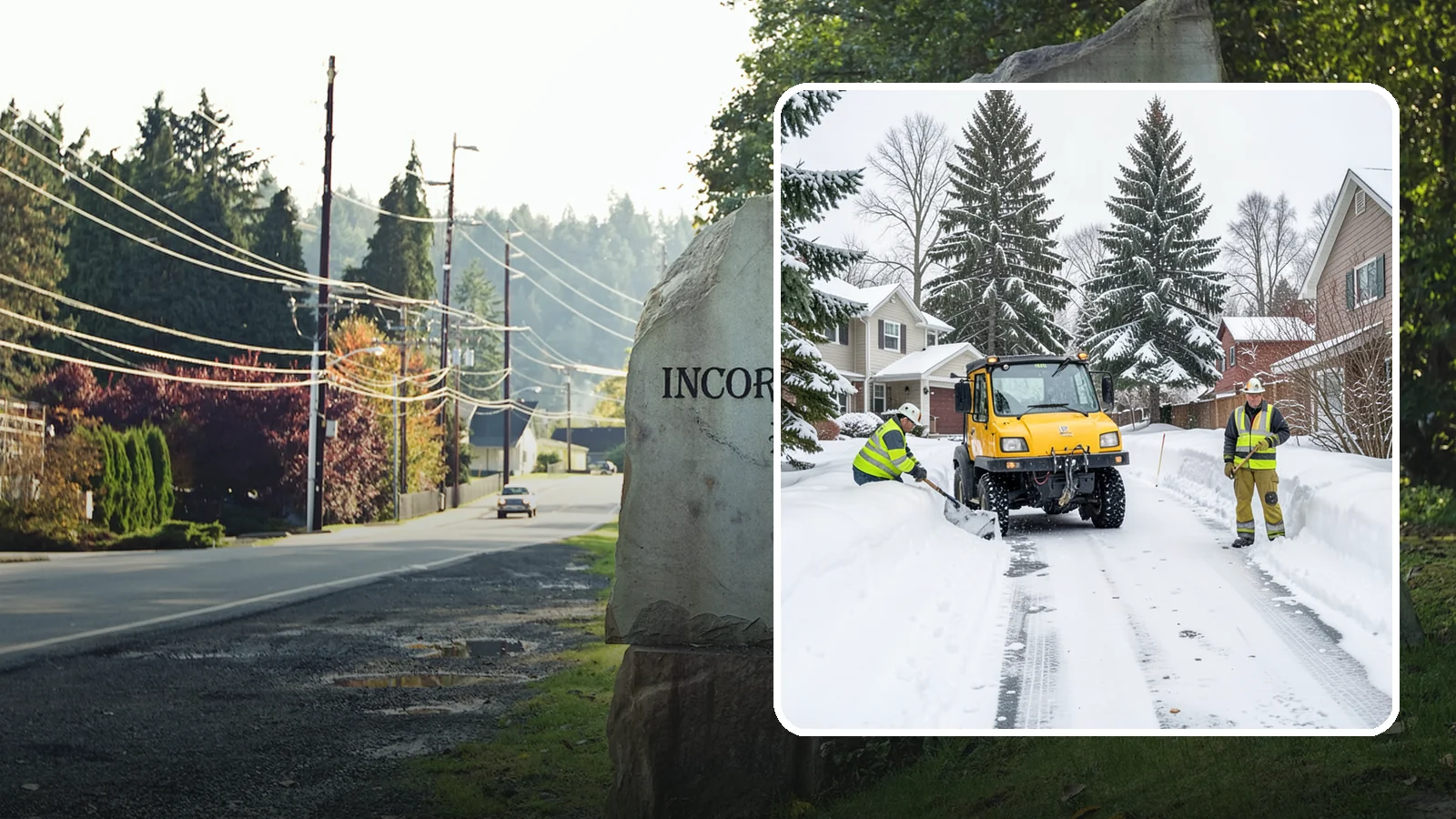 Cul-de-Sac Snow Removal in Wilkeson, Pierce County, WA - Plowing of cul-de-sacs and turnarounds that city crews often skip, keeping neighborhood traffic moving.