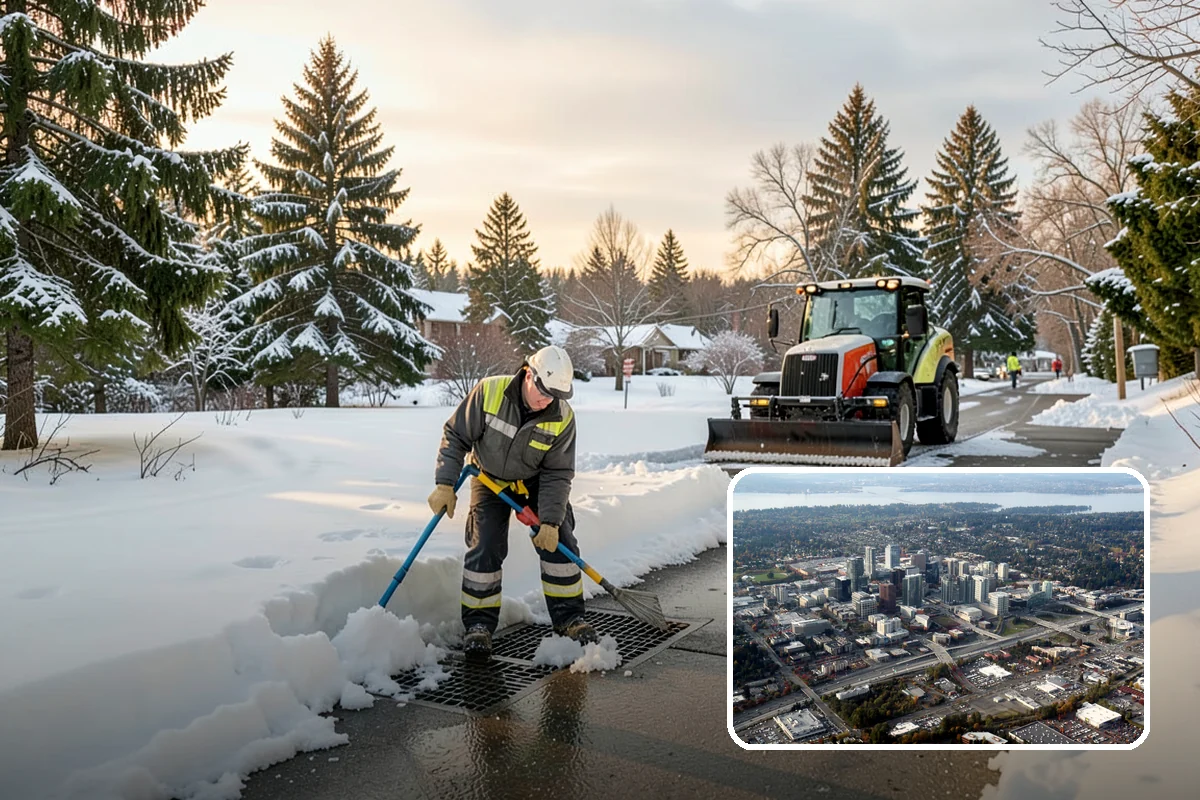 Data Center Snow Removal in Bellevue, King County, WA - Generator pads and fuel lanes cleared as top priority