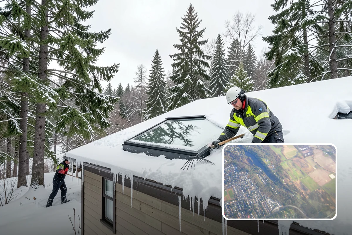 Daycare Parking Lot Snow Removal in Algona, King County, WA - Parents carrying children cross a cleared, deiced path to the door