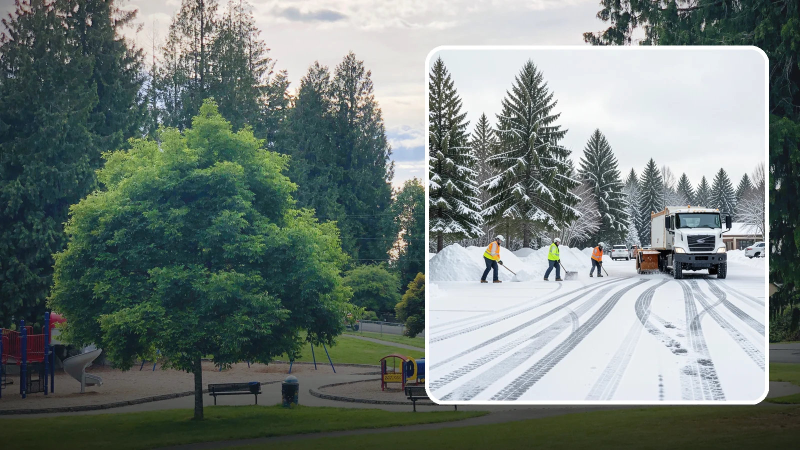 Daycare Parking Lot Snow Removal in Bonney Lake, Pierce County, WA - We clear daycare lots and drop-off lanes so Western Washington parents and children stay safe during winter mornings.