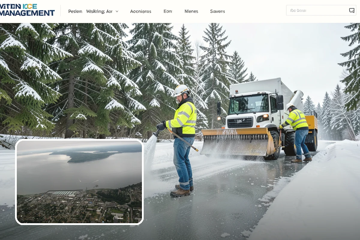 Daycare Parking Lot Snow Removal in Des Moines, King County, WA - Parents carrying children cross a cleared, deiced path to the door