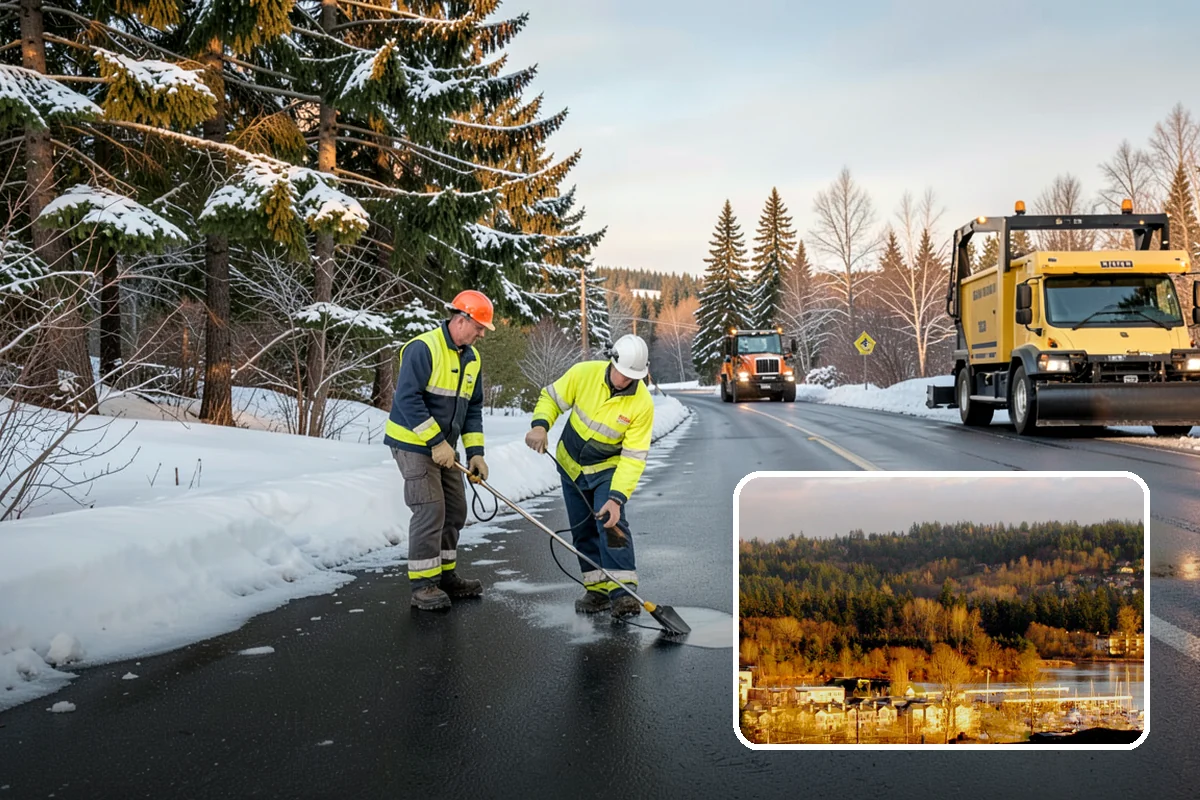 Daycare Parking Lot Snow Removal in Kenmore, King County, WA - Parents carrying children cross a cleared, deiced path to the door