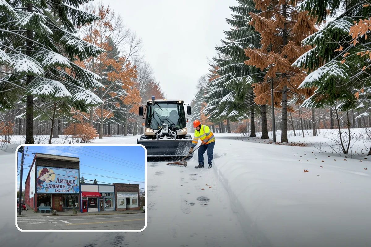 Daycare Parking Lot Snow Removal in Ruston, Pierce County, WA - Parents carrying children cross a cleared, deiced path to the door