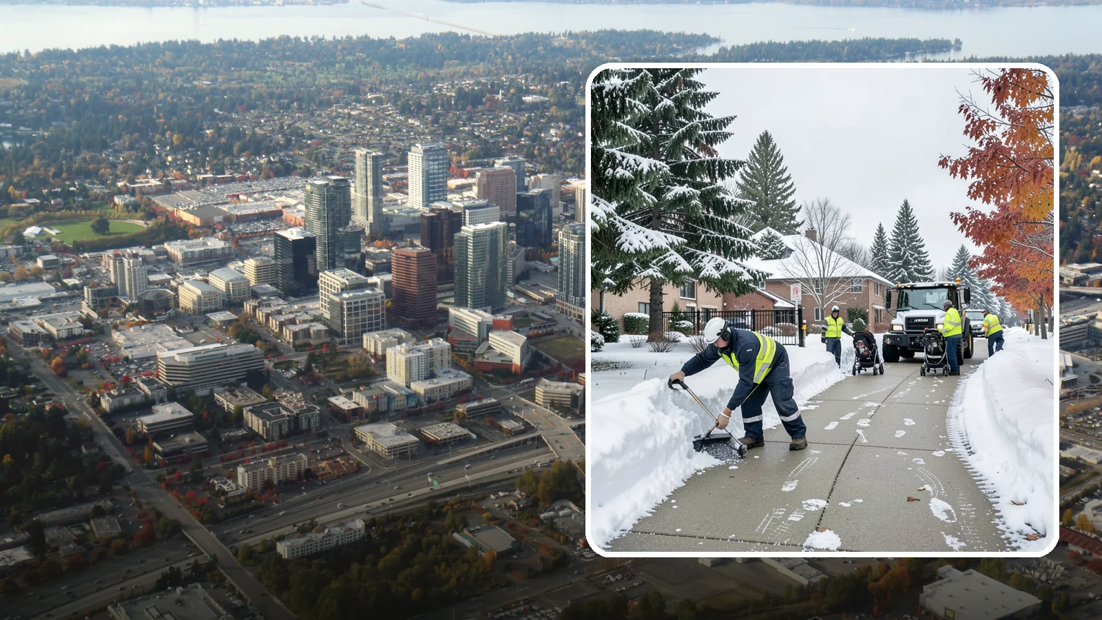 Daycare Sidewalk Clearing in Bellevue, King County, WA - Drop-off sidewalk clearing for Western Washington daycares, keeping entry walks safe for parents carrying children and pushing...