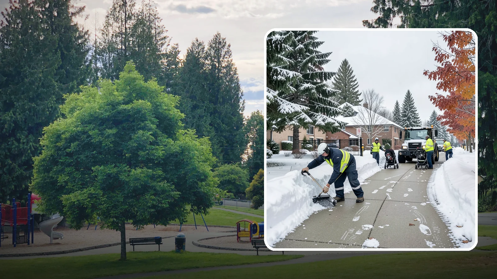 Daycare Sidewalk Clearing in Bonney Lake, Pierce County, WA - Drop-off sidewalk clearing for Western Washington daycares, keeping entry walks safe for parents carrying children and pushing...