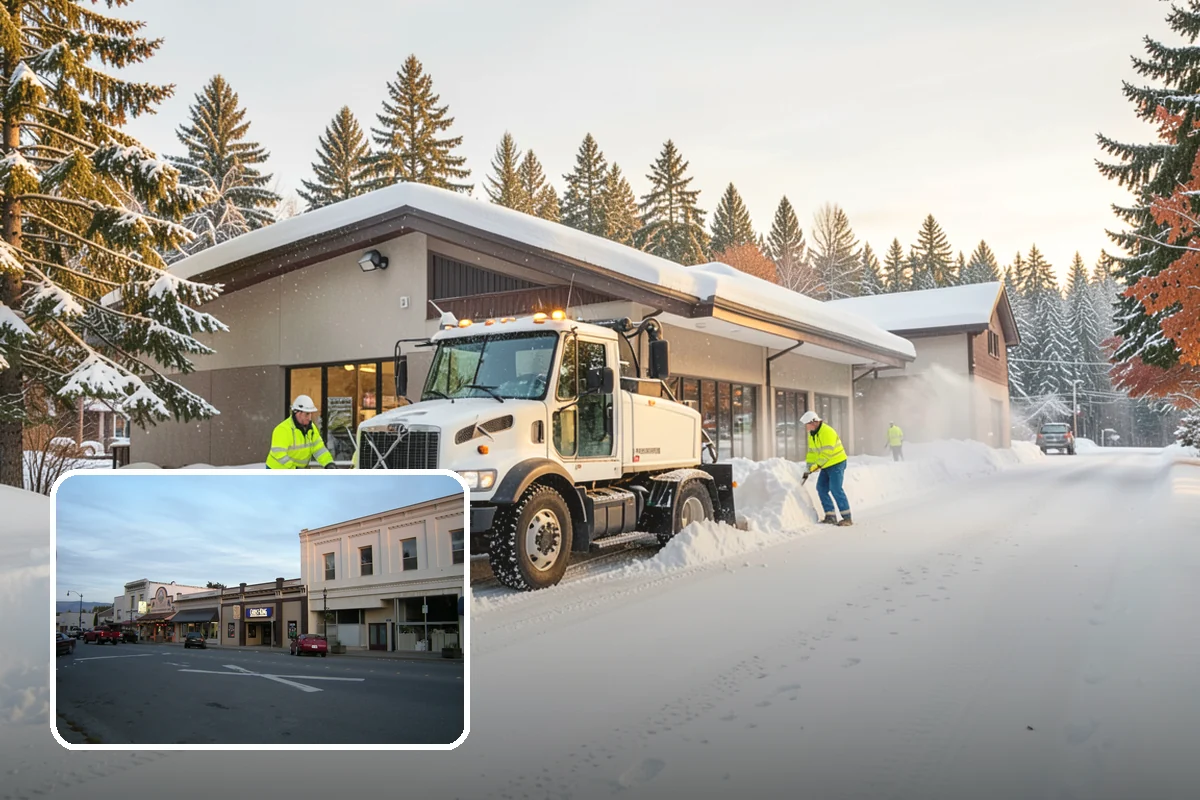 Daycare Sidewalk Clearing in Burlington, Skagit County, WA - Entry and stroller paths cleared before the morning rush