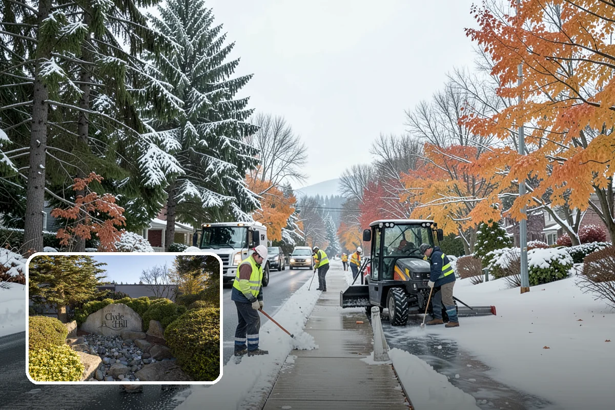 Daycare Sidewalk Clearing in Clyde Hill, King County, WA - Entry and stroller paths cleared before the morning rush