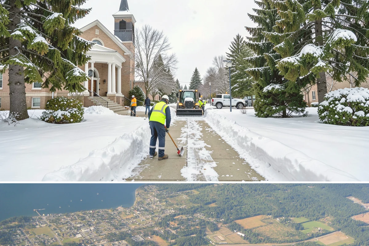 Daycare Sidewalk Clearing in Coupeville, Island County, WA - Daycare demand is highest from December through February on frosty mornings when drop-off coincides with the day's iciest walks.