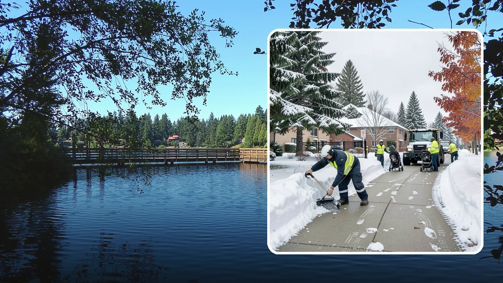 Daycare Sidewalk Clearing in Federal Way, King County, WA - Drop-off sidewalk clearing for Western Washington daycares, keeping entry walks safe for parents carrying children and pushing...