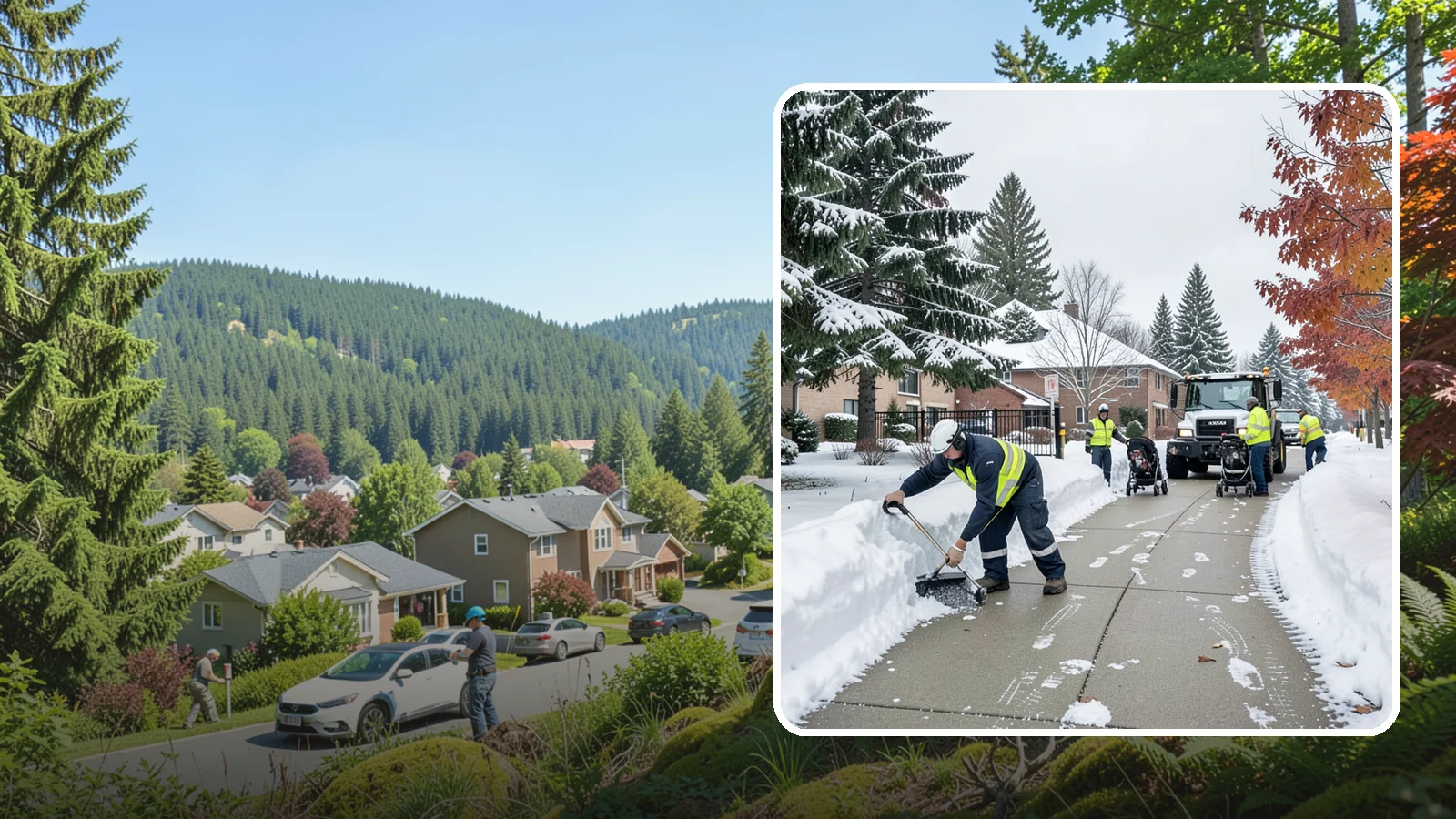 Daycare Sidewalk Clearing in Index, Snohomish County, WA - Drop-off sidewalk clearing for Western Washington daycares, keeping entry walks safe for parents carrying children and pushing...