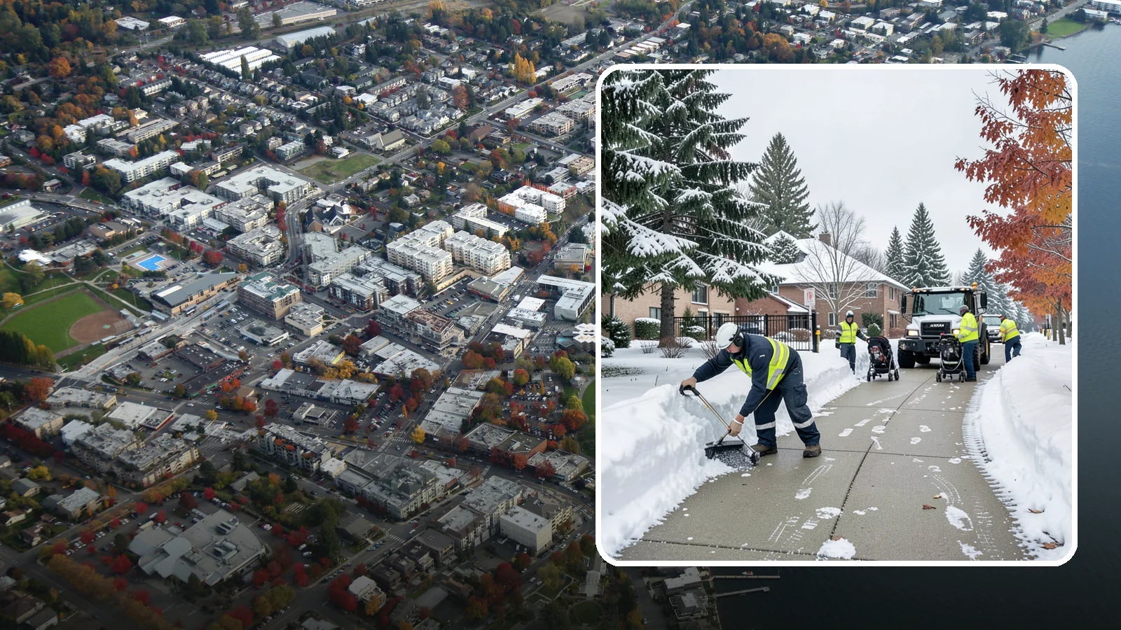Daycare Sidewalk Clearing in Kirkland, King County, WA - Drop-off sidewalk clearing for Western Washington daycares, keeping entry walks safe for parents carrying children and pushing...