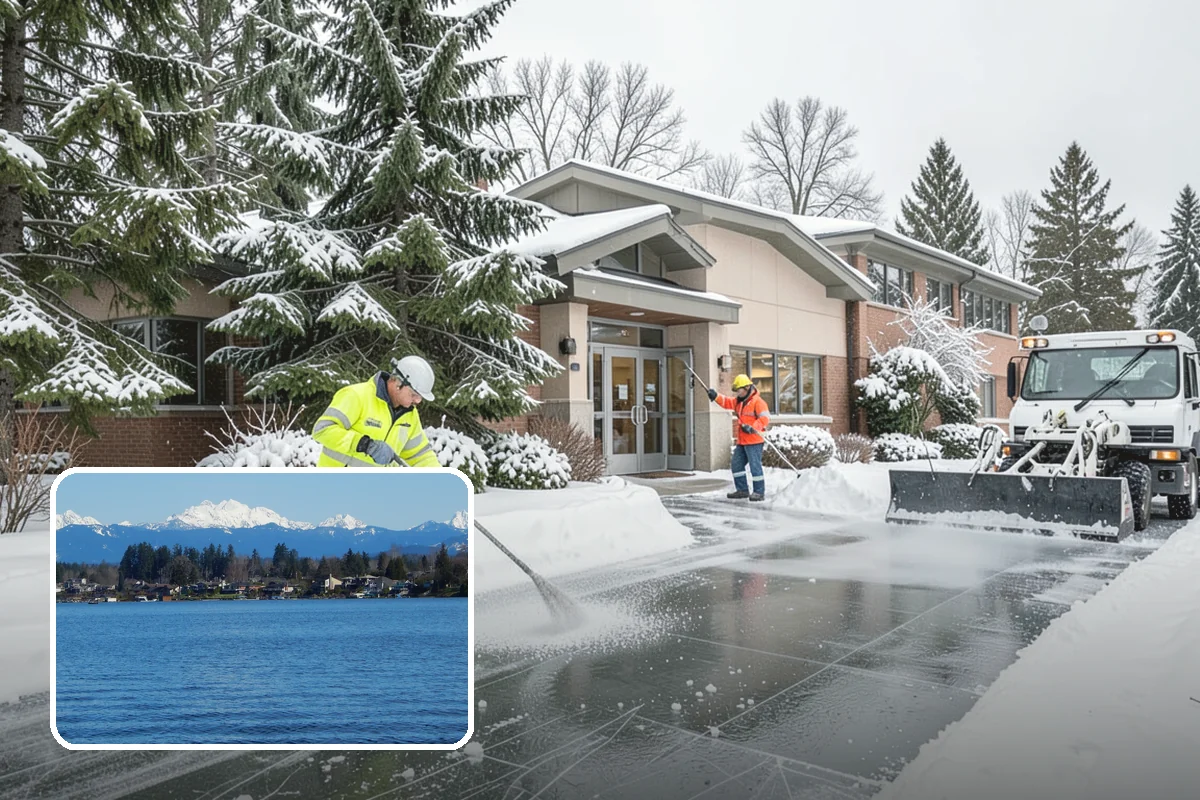 Daycare Sidewalk Clearing in Lake Stevens, Snohomish County, WA - Entry and stroller paths cleared before the morning rush