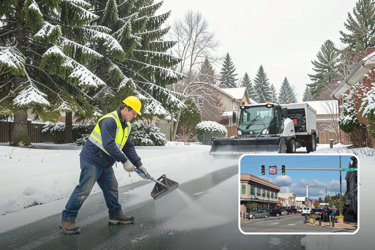 Daycare Sidewalk Clearing in Monroe, Snohomish County, WA - Entry and stroller paths cleared before the morning rush