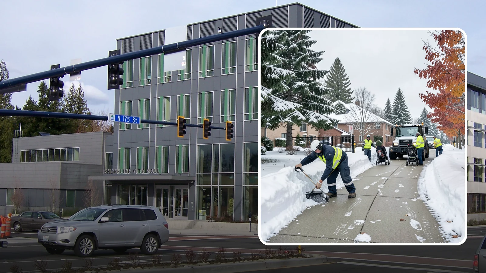 Daycare Sidewalk Clearing in Shoreline, King County, WA - Drop-off sidewalk clearing for Western Washington daycares, keeping entry walks safe for parents carrying children and pushing...